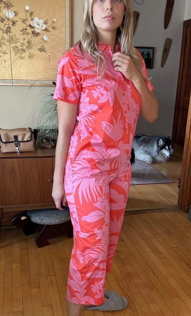 Tori Richard Honolulu Medium Jumpsuit Orange Pink Vacation Organic Cotton